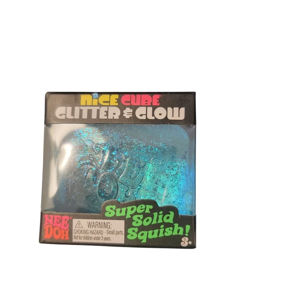 Schylling NeeDoh Nice Cube Glitter & Glow Kids One Size Blue New Fidget Toy